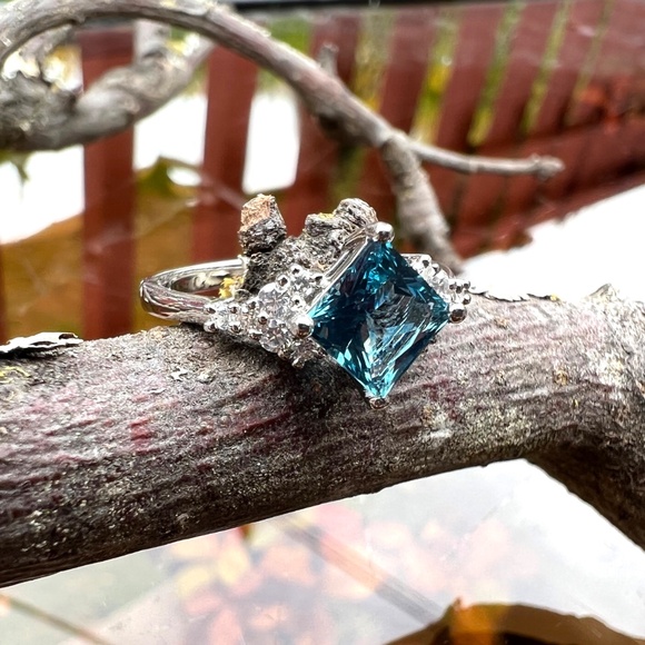 Handcrafted London Blue Topaz Ring Solid Sterling Silver , December birthstone - Picture 7 of 10